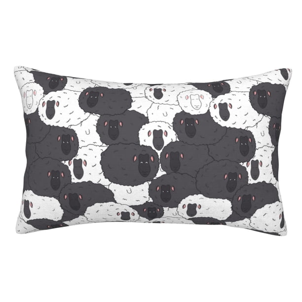 Fotbe Black And White Sheeps Funda de Almohada Decorativa Estilo Occidental, Lujo en Algodón, Fundas para Almohadas King, Cojín Estampado para Decoración del Hogar-20"x30"