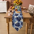 thumbnail image 5 of Table Runners 72 Inches Long, Blue Palm Leaves Cotton Linen Kitchen Dining Coffee Table Runner for Party Home Decor, Farmhouse Summer Beige Tropical Plants Tabletop Dresser Scarves 14x72 Inch, 5 of 9