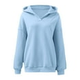 thumbnail image 5 of Xudanell Women Hoodies V Neck Sweatshirts Women Classic Sweatshirt with Hooded Baggy for Outwear Solid Color, 5 of 6
