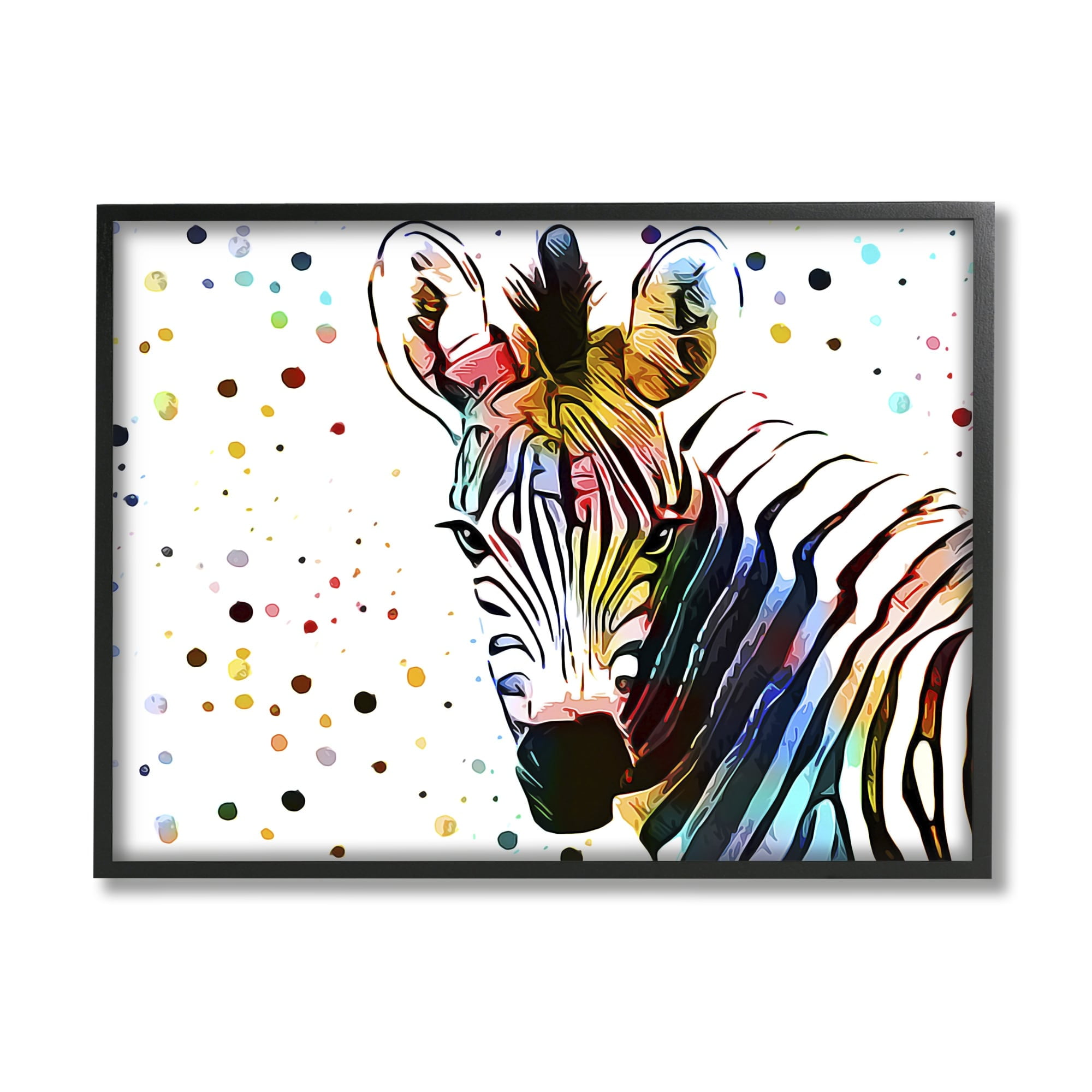 Stupell Industries Abstract Zebra Portrait Vibrant Modern Polka Dot Pattern, 20 x 16,Design by Ashley Aldridge