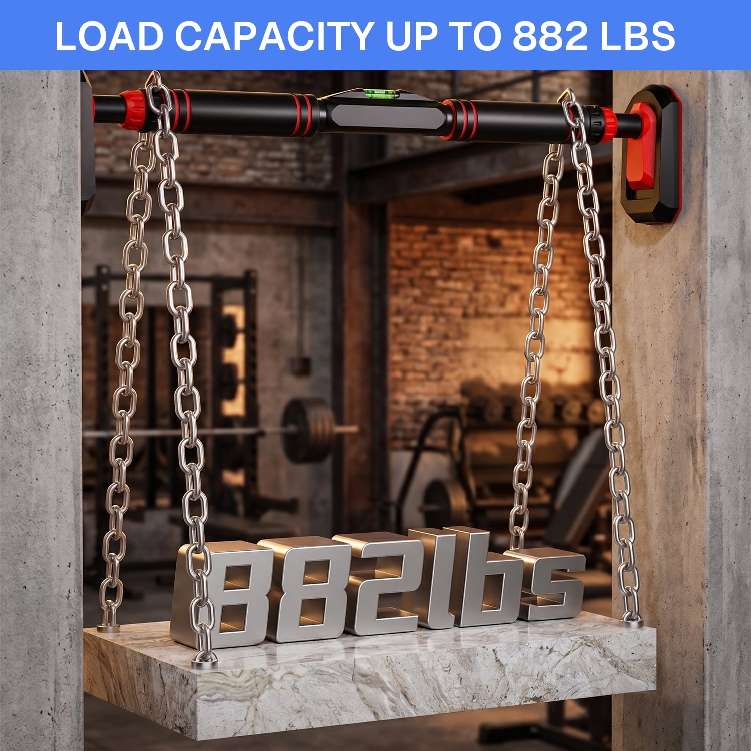 Behome Pull Up Bar for Doorway, Chin Up Bar with Adjustable Width (35.4"-47.2"), 881.8lbs Max Load & Non-slip Locking System, No Screws, No Drilling for Home Gym