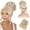 Light Blonde, variant on Messy Bun Hair Piece with Bangs - 2-in-1 Hair Bun Hairpieces Curly Updo Wig & Hair Topper with Long Side Bangs Natural-Looking Drawstring Ponytail Extension for Women
