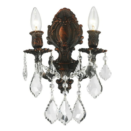 Arm Chandelier Brilliance Lighting and Chandeliers French Royal 2-light Arm Dark Bronze Finish Crystal Candle Medium Wall Sconce ()