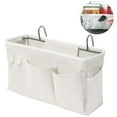 thumbnail image 2 of Bolsa de cama organizadora con gancho de alambre bolsa colgante bolsa de almacenamiento de cama alta para libros, revistas, teléfonos móviles, almacenamiento de auriculares en la cama (blanco) Adepaton LKX-1433, 2 of 9