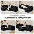 thumbnail image 4 of Vicluke 102" Cloud Couch Sectional, L Shaped Modern Sofa with Ottoman, Comfy Corduroy Fabric Modular Sectional Sofa in a Box, Boneless Couches for Living Room, No Assembly Required (Black), 4 of 8