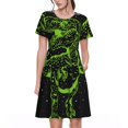 thumbnail image 1 of Fotbe DINOSAUR IN SPACE Vestido Largo de Moda para Mujer, Vestido Tipo Camiseta con Manga Corta y Estilo Casual a Rayas y Bloques de Color, 1 of 6