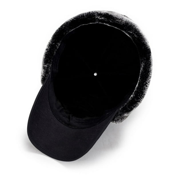 Bonnet D'hiver Pour Homme - Chapeau De Trappeur Russe Ushanka Chaud Pour Le Ski, La Chasse, Le Cyclisme, Noir/blanc, Taille Unique