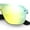 Black - Yellow Mirror, variant on Color Mirror Shield Flat Top Racer Rimless Horn Rim Plastic Sunglasses Slate - Black