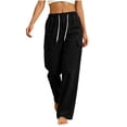 thumbnail image 3 of Cmtiyu Women's Cargo Pants, Baggy High Waist Drawstring Wide Leg Pants with Pockets, Casual Outdoor Jogger Pants, S-2XL, 3 of 8