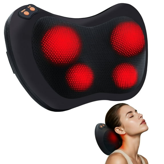 Shiatsu Back and Neck Massager with Heat, Deep Tissue Kneading, Electric Massage Pillow for Back, Shoulders, Legs, Foot, Body Muscle Pain Relief, Use at Home Car Office
