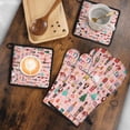 thumbnail image 5 of Pink Christmas Nutcracker Pattern Kitchen Oven Mitt and Pot Holder Sets 4 Pcs for Baking, Cooking and Grilling, Heat Resistant Up To 392 °F, 5 of 7