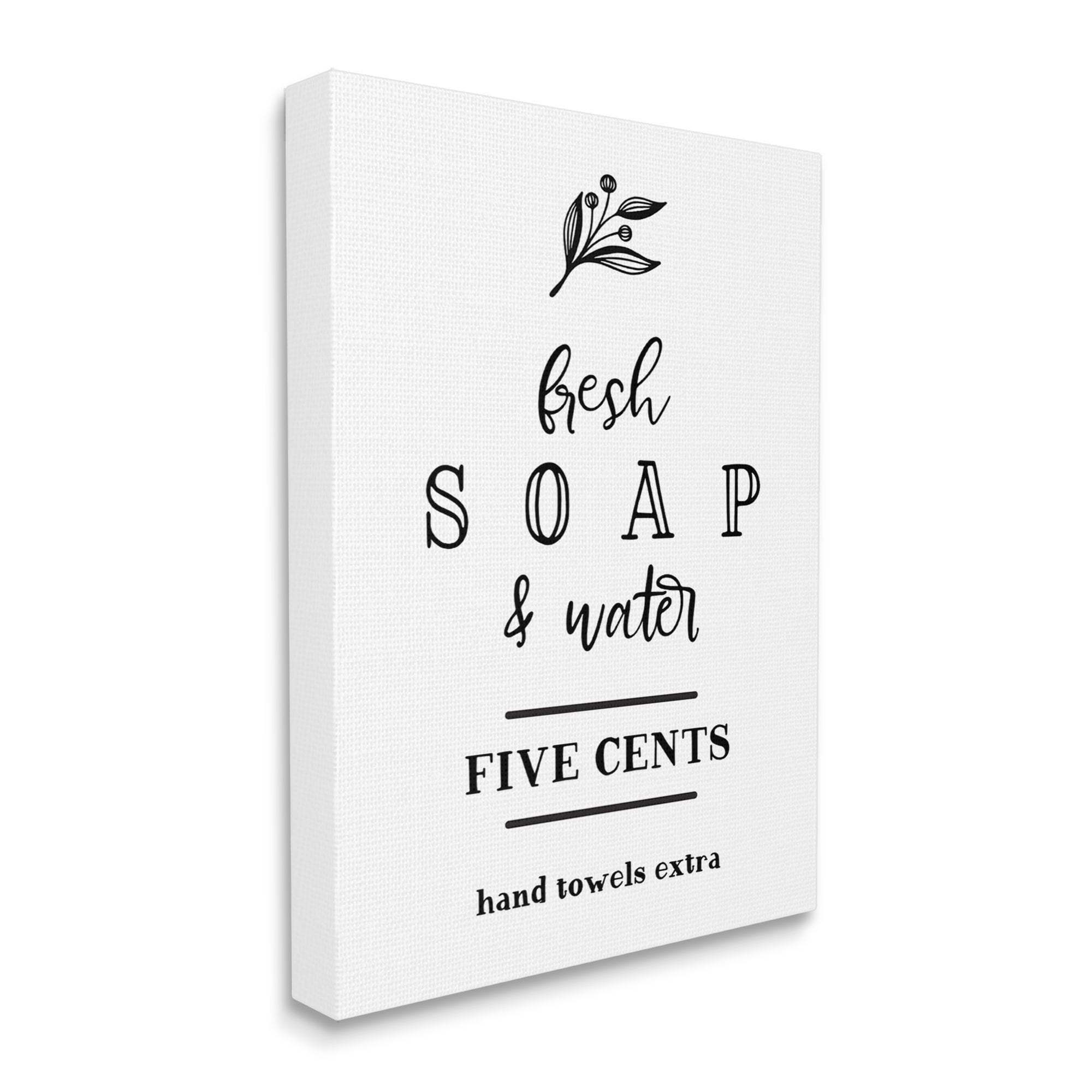 Stupell Industries Fresh Soap & Water Bathroom Washing Botanical Symbol Graphic Art Gallery Wrapped Canvas Print Wall Art, Design by Lettered and Lined
