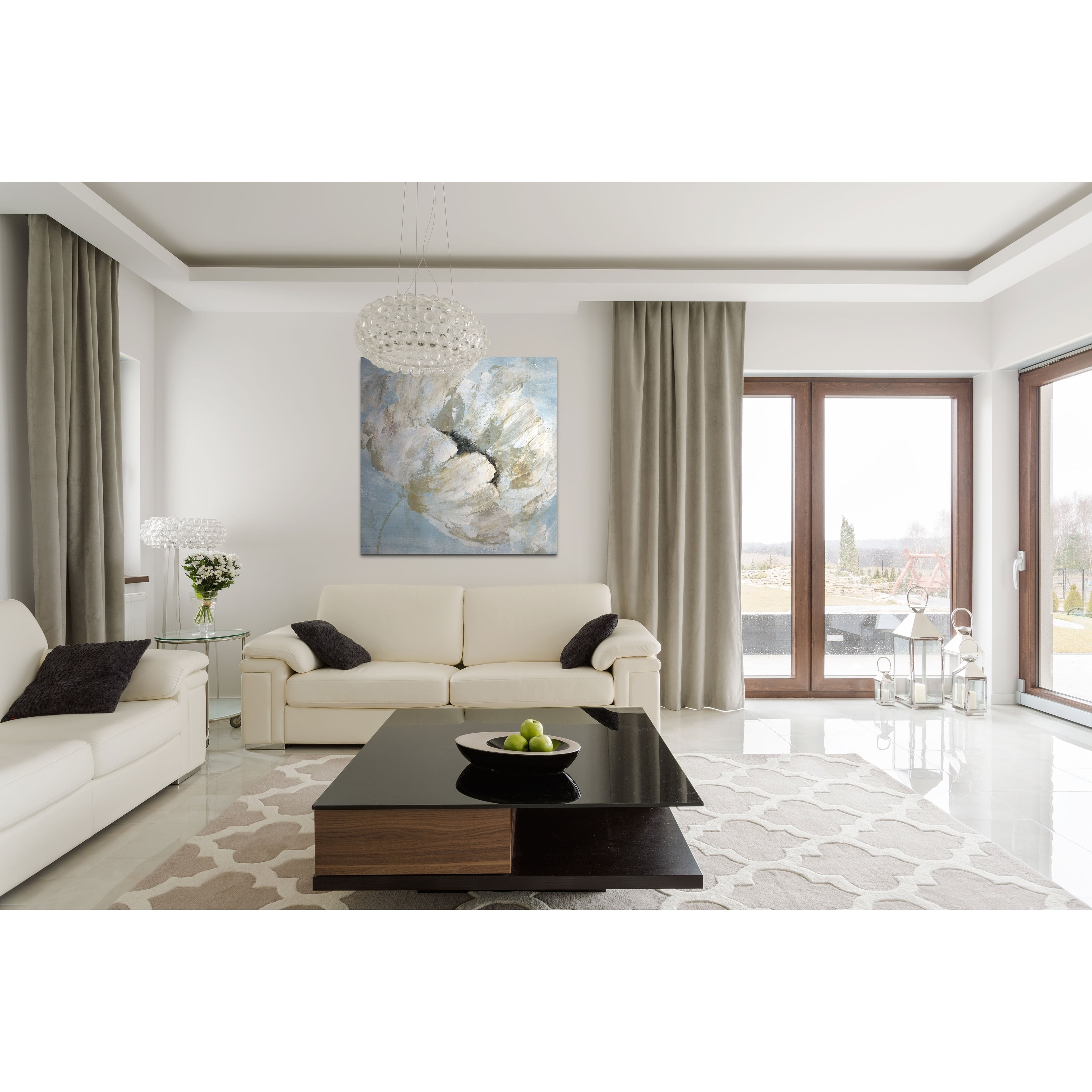 Blue Blanc Floral Canvas Wall Art, 24x24