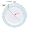 thumbnail image 4 of Smarty 10.25" White with Turquoise Blue and Silver Mosaic Rim Round Plastic Dinner Plates 120ct, 4 of 7