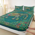 thumbnail image 3 of Erosebridal Elephant Fitted Sheet Full for Boys Girls, Mandala Floral Bed Set, 3 Pieces 1 Fitted Sheet and 2 Pillowcases, 3 of 6