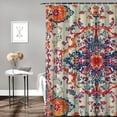 thumbnail image 2 of JEUXUS Orange Blue Ethnic Boho Durable and Washable Shower Curtain Multiple Sizes White, 2 of 7