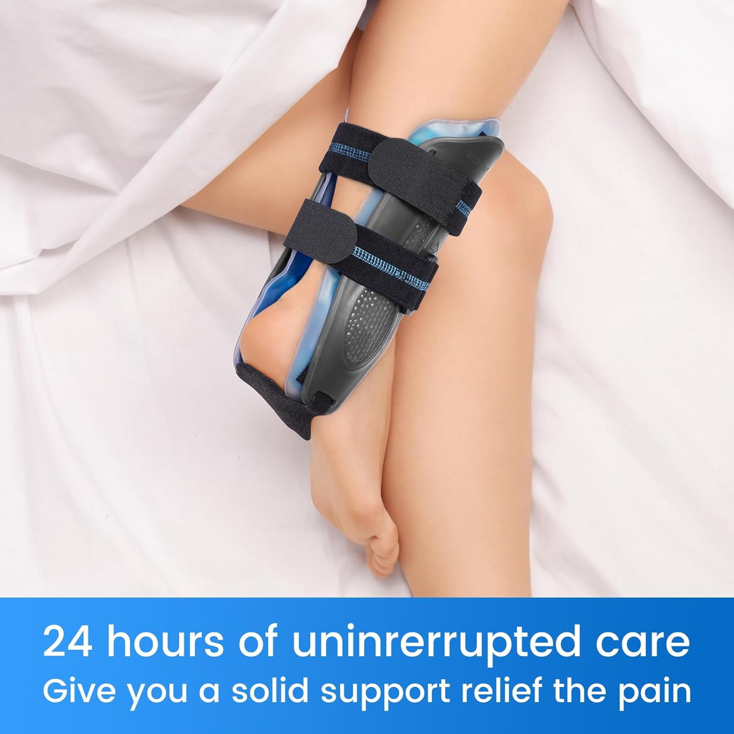 Velpeau Ankle Support Brace for Men & Women, Ankle Stabilizer, Stirrup Splint for Sprains, Tendonitis, Volleyball, Basketball, Sprained Ankle, Reversible Left & Right Foots, One Size (Gel Pad, Grey)