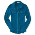 thumbnail image 1 of Aeropostale - Camisa con botones de punto para mujer, azul, extra pequeña Aeropostale Camisa con botones, 1 of 2