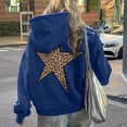 thumbnail image 2 of Womens Oversized Hoodies 2025 Star Graphic Leopard Print Hooded Long Sleeve with Pocket Lightweight Sweatshirts&nbsp;Blue M, 2 of 5
