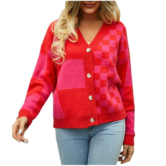 BLVB Women's Button down Knitted Cardigans V Neck Long Sleeve Open Front Knitwear Sweater Jackets Fall Clothes