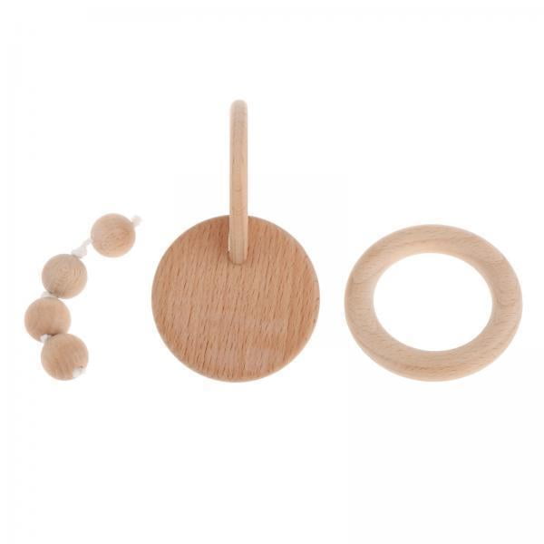 2-3 del paquete Infant Toys de madera Ajuste Mano de ejercicio 3 piezas Sunnimix Sonajero de agarre de madera infantil