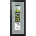 thumbnail image 1 of collage photo frame double mat with 3-3.5x5 openings with  black frame and silverpine mat., 1 of 2