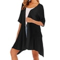 thumbnail image 3 of HBFAGFB Lightweight Cardigans for Women Simple Irregular Short Sleeved Top Versatile Coat Black One Size, 3 of 4