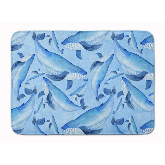 Watercolor Nautical Whales Machine Washable Memory Foam Mat