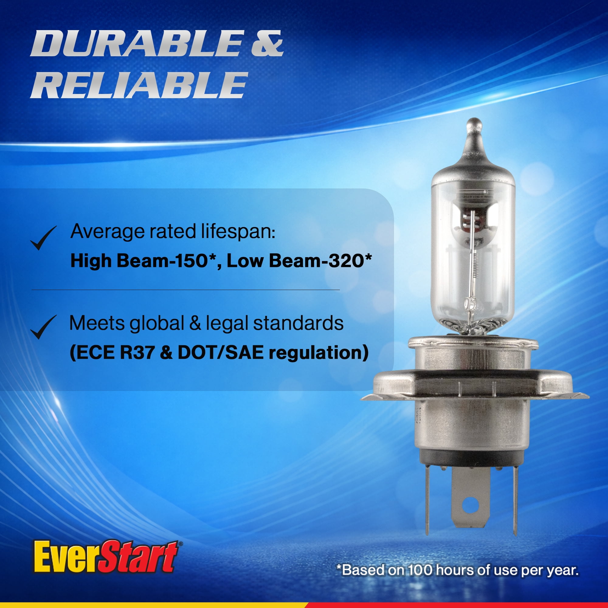 EverStart 9003 Halogen Headlight Bulb, 1 pack, Compatible with Multiple Cars