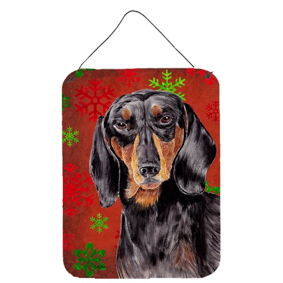 Carolines Treasures SC9403DS1216 Dachshund Red and Green Snowflakes Holiday Christmas Wall or Door Hanging Prints