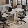 thumbnail image 2 of at Work 6'x 3' Conference Table Gray Laminate/Brushed Nickel Painted Steel Frame, 2 of 6