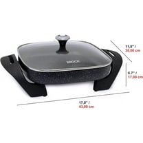 The Rock Electric Skillet - 12" x 12" - Rock.Tec Non-Stick Cooking Surface - Tempered Glass Lid - 1200W