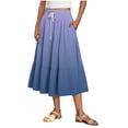 thumbnail image 3 of Dianli Skirt Skorts Women's Printed A Line Long Skirt Elastic Waist Drawstring Pocketed Gradient Print Large Swing Lightweight Breathable Cotton Linen Pull On Skirt, 3 of 8