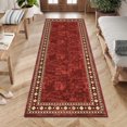 thumbnail image 1 of Alfombra Haperlare lavable, moderna, con borde geométrico, antideslizante, para dormitorio y sala de estar, 60 x 180 cm, color rojo, 1 of 7