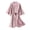 Pink 1, variant on Plus Size Robes for Women Satin Long Sleeve Belted Lounge Nightgown Comfy Mid Length V Neck Bathrobe