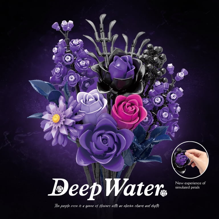 Purple Rose Botanical Building Block Set Home Decor Artificial Rose Flower  Bricks Toys Gifts Adults Women Teengirls - Walmart.com