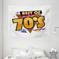 thumbnail image 1 of 70s Party Decorations Tapestry, Party Time 70s Music Theme Retro Fashion Vibrant Joyful Triangles, Wall Hanging for Bedroom Living Room Dorm Decor, 80W X 60L Inches, Multicolor, by Ambesonne, 1 of 2