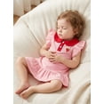 thumbnail image 5 of BemeyourBBs Toddler Baby Girls Summer Ruffled Dress 12 18 24 Months 2 3 4 5 Years Avocado Sunflower Tulip Strawberry Embroidered Buttons Fly Sleeve Casual Dress, 5 of 9