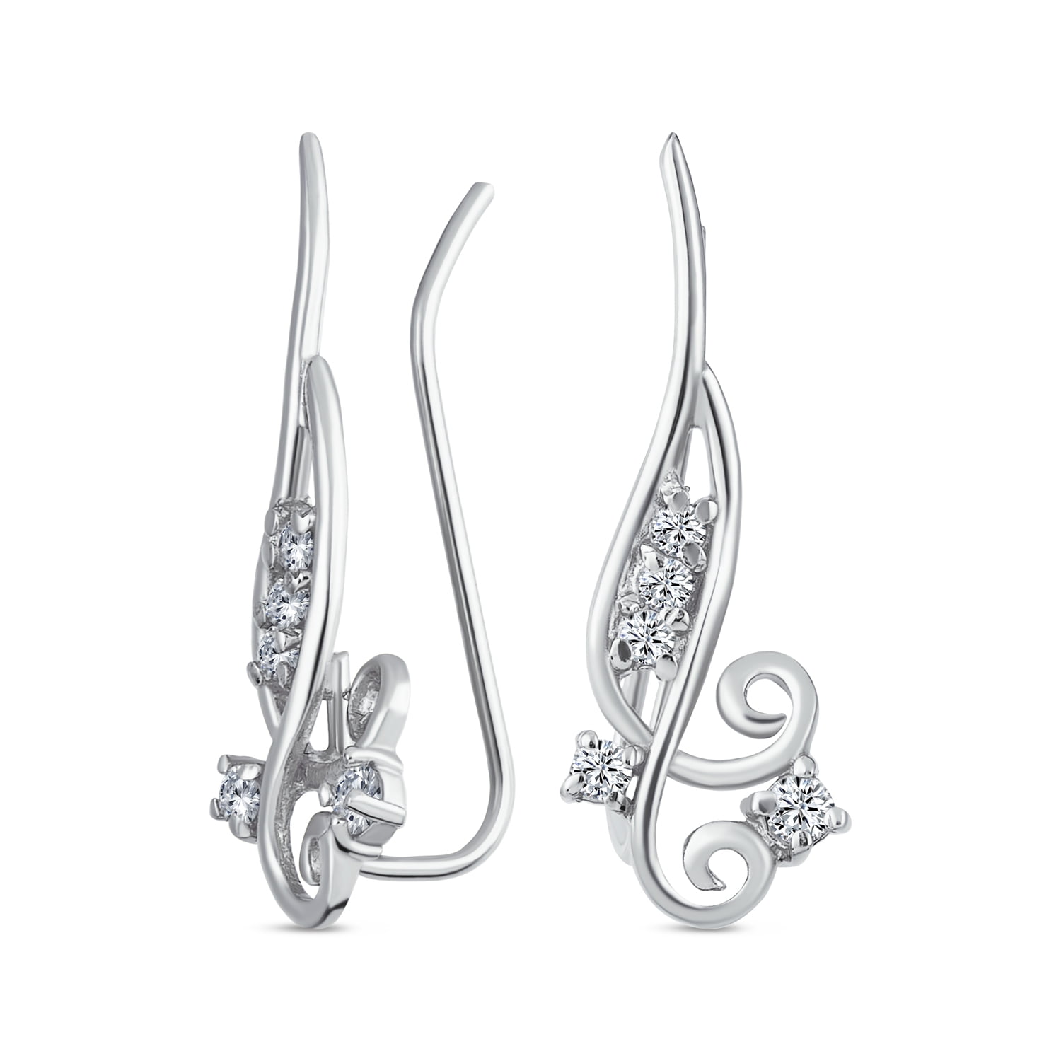 Ear Climber CZ 1 inch Jacket Studs 925 Solid Sterling Silver Ear Crawler Cubic Zirconia Cuff Earrings Ear Climber CZ 1 inch Jacket Studs 925 Solid Sterling Silver Ear Crawler Cubic Zirconia Cuff Earrings