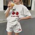 thumbnail image 6 of Avrnliq Girls Gray Cherry Print T-Shirt Casual Short Sleeve Loose Fit Crew Neck Graphic Top for Kids Sizes 4T-16,Size 11-12T, 6 of 6