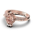 thumbnail image 4 of Dazzling Art nouvea 2.50 Carat Oval Cut Morganite And Diamond Moissanite Engagement Ring, Wedding Ring in 10k Solid Rose Gold, Compass Ring, Promise Ring, Anniversary Ring, Trio Set, Matching Band, 4 of 4