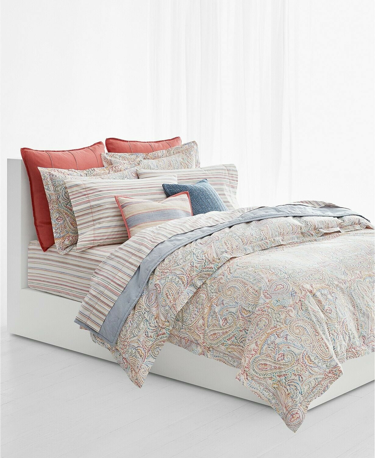 Lauren Ralph Lauren Cayden Cotton Percale 3 Pc. Paisley Duvet Cover Set KING
