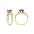 thumbnail image 3 of 4/5 Carat (Ctw) African Amethyst Cushion-Cut Link Ring in 10K Yellow Gold with Diamonds, 3 of 5
