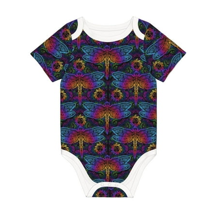 

Coaee Indian Mandalas Dragonfly for Soft Cotton Baby Short-Sleeve Bodysuit Baby Girls Boys Bodysuit Romper