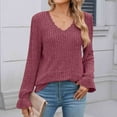 thumbnail image 6 of XFLWAM Women's Sweatshirts V Neck Long Sleeve Lace Trim T Shirts Casual Loose Fit Fall Lightweight Pullover Tops Purple S, 6 of 8