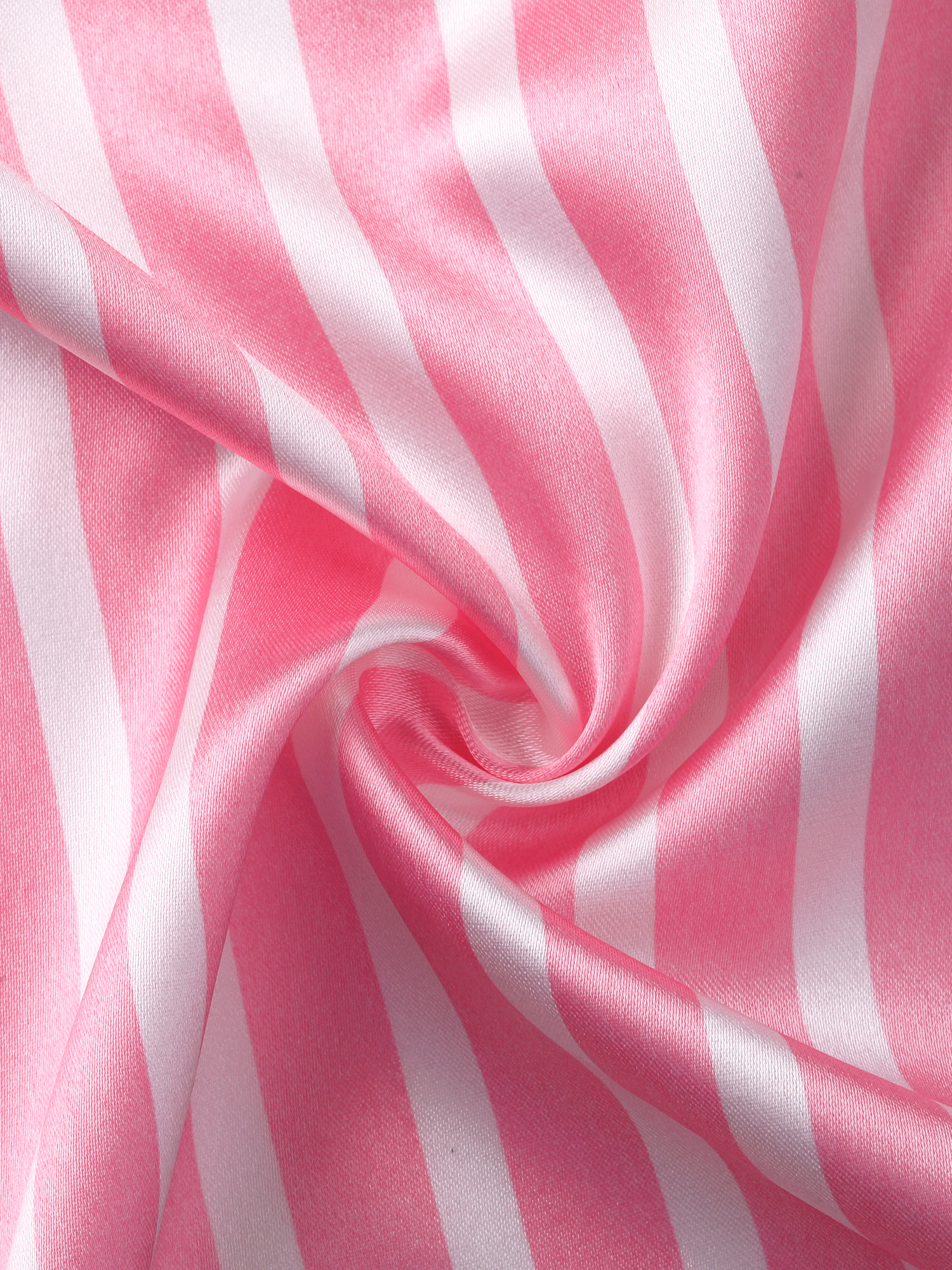 DARING DIVA Women's 2 Pcs Satin Silky Lounge Sets Ruffle Sleepwear Pink Striped L
