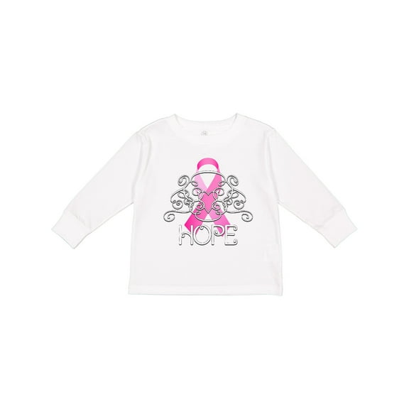 Inktastic Hope- Pink Ribbon Breast Cancer Awareness Boys or Girls Long Sleeve Toddler T-Shirt