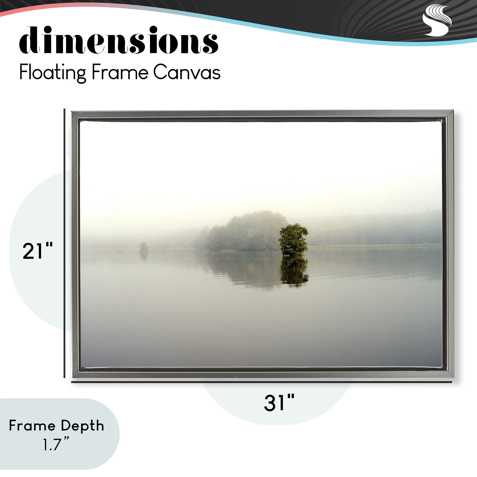 Stupell Industries Misty Lake Reflection Gray Framed Floater Canvas Wall Art, design by Gail Peck