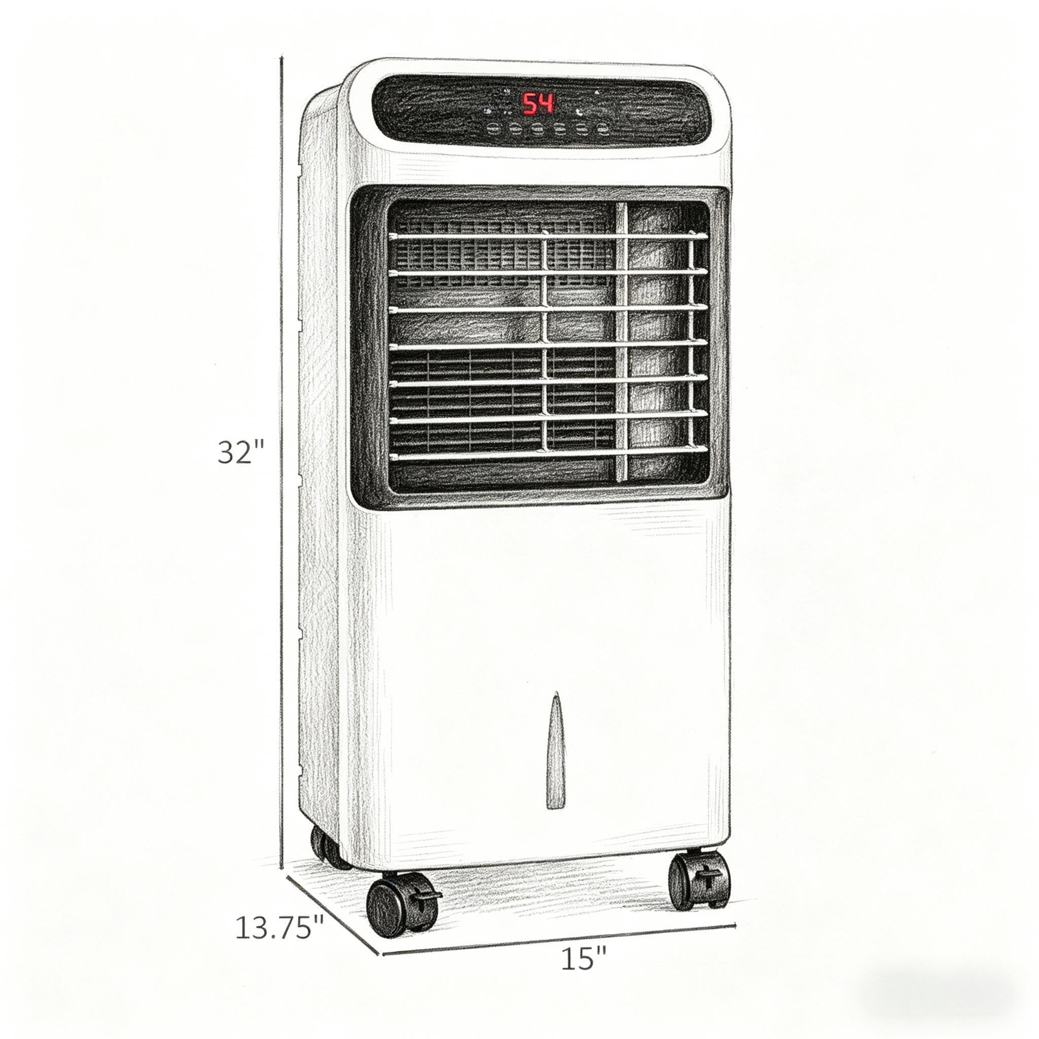 3-in-1 Evaporative Air Cooler, Portable Cooling Fan with Humidifier & Ventilation Function, 3 Modes 3 Speeds, 3.2 Gallon Water Tank, Lockable Wheels for Indoor Use