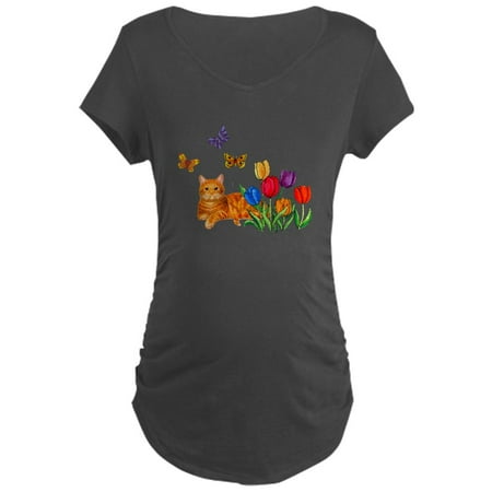 

CafePress - Orange Cat In Tulips Maternity T Shirt - Maternity Dark T-Shirt